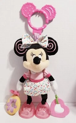 Brinquedo de viagem Disney Minnie Mouse chocalho de pelúcia mordedor enrugado 15” ótimo estado! - Imagem 1 de 4