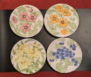 Set Of 4 Vintage Shafford Fleurs Du Jour Floral Salad Dessert Plates  - Picture 1 of 12