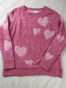 Cupcakes and Cashmere Women's Pink Heart Long Sleeve Sweater Size Small Jumper - Picture 1 of 4