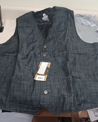 NWT Chef Works URBAN Collection Button Front GrayBlack Cotton Blend Vest Size XL - Image 1 of 4