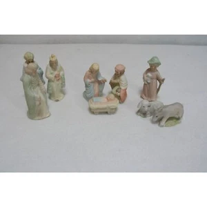 Set Natività Vintage 1983 Geo Z Lefton Porcellana 9 pz Maria Giuseppe Gesù Saggi Agnello - Foto 1 di 2