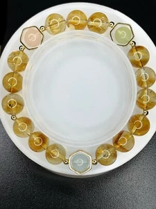 8 mm Natürliche Gelbe Citrin Quarz Kristall Perlen Armband AAA Dehnbar - Bild 1 von 9