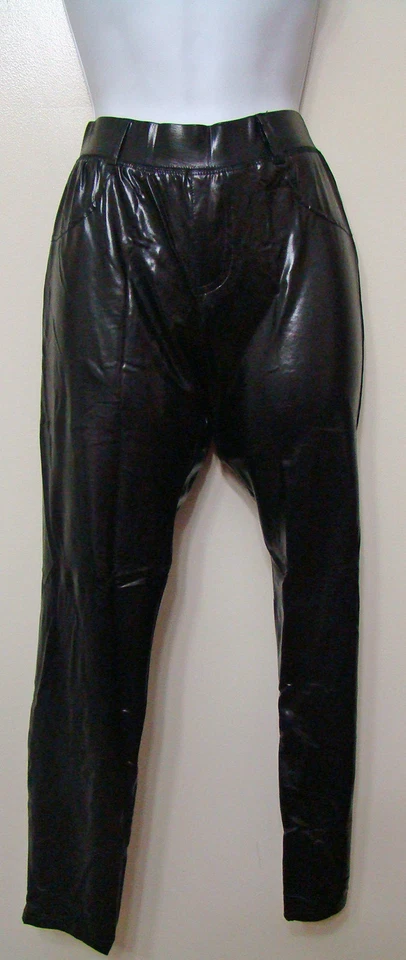 Leggings de couro sintético preto brilhante Indero - JF528 tamanho pequeno - médio - Imagem 1 de 2