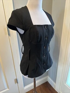 Express Black Fitted Top Made For Big Belt Career Top Size 2 - Picture 1 of 6