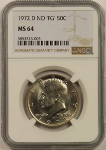 1972-D 50C NGC MS 64 Kennedy Half Dollar No "FG" - Picture 1 of 4