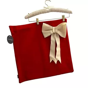 Oromono Handmade 20x20 Red Pillow with Bow Accents Gift Present Design New - Picture 1 of 6