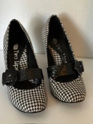 Two Lips Blanco y Negro Tijera Espiga Con Hebilla Cuña Mujer’s Talla 7M Foto 1 de 4