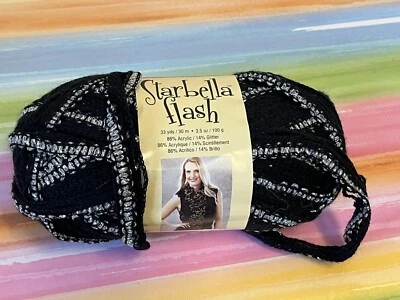 one full skein Premier Starbella Flash yarn Starry 3.5 oz. black silver - Image 1 of 4