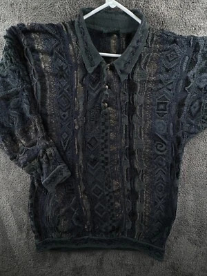 COOGI Australia Authentic Knit Sweater Men XLT Tall Linen Cotton Blend Green - Image 1 of 4