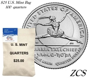 2023 P American Womans Quarter $25 Maria Tall Chief 100 Coins U.S Mint Bag 23WBJ - Picture 1 of 3