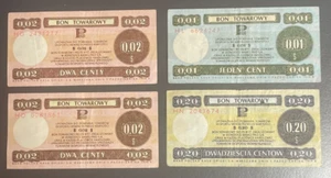 Pologne Beau lot de 4 billets de nécessité Bon Towarowy 0.01, 0.02 et 0.02$ 1979 - Picture 1 of 2