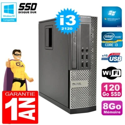 PC DELL 990 SFF Core I3-2120 RAM 8GB Disco 120GB SSD Masterizzatore Wifi W7 - Immagine 1 di 3