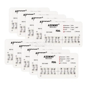 10X AZDENT Dental Orthodontic Metal Brackets Standard Edgewise.018 Hooks 3-4-5 - Picture 1 of 12