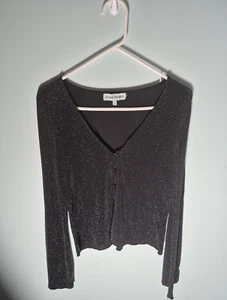 Almost Famous Top Damen große Strickjacke schwarz 90s Witchy Y2K Goth Glitzer - Bild 1 von 9