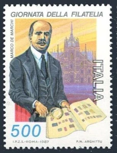 Italy 1728, MNH. Mi 2032. Stamp Day 1987. Philatelist Marco DeMarchi, Cathedral. - Picture 1 of 1