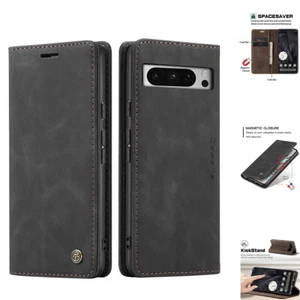 For Google Pixel 8/Pixel 8 Pro Case Magnetic Leather Flip Wallet Kickstand Cover - Picture 1 of 16