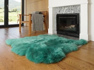 GIANT SHEEPSKIN  Double XXL Aqua Throw Genuine leather Sheep Skin 46 "x 46 - Picture 1 of 5