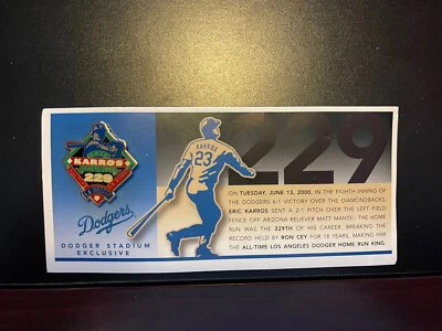 Eric Karros Los Angeles Dodgers Stadium Exclusive Pin HR King 229  June 13, 2000 - Image 1 of 4