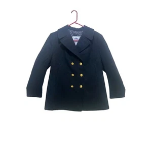 US Navy/DSCP Quarterdeck Collection Pea Coat Blazer Womens 14R Black Wool - Picture 1 of 19