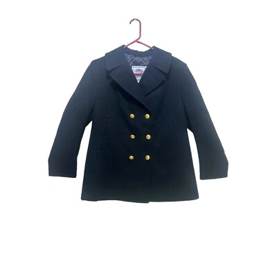 US Navy/DSCP Quarterdeck Collection Pea Coat Blazer Womens 14R Black Wool - Image 1 of 4