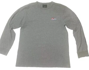 Polo Jeans Co Shirt Youth XL Gray Ralph Lauren Long Sleeve Spell Out RL USA Flag - Picture 1 of 9
