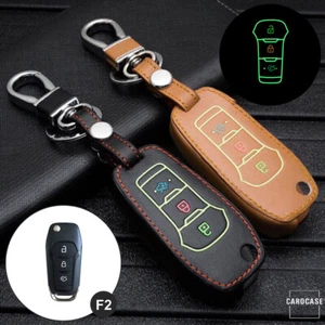 Leder Schlüssel Case Cover für Ford Focus Mondeo Fiesta Ka Kuga S-Max LEUCHTEND! - Bild 1 von 2