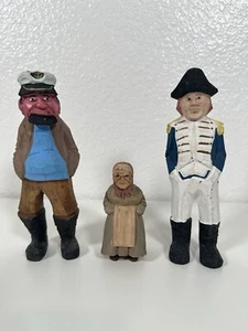 Juego de 3 estatuillas de madera talladas a mano marinera oficial - Imagen 1 de 11