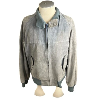 Chaqueta de cuero para hombre Saks Five Avenue 46 gris Foto 1 de 4