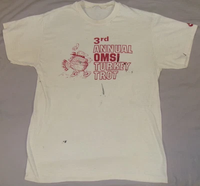 Vtg 70s 80s NIKE T SHIRT SzM PORTLAND OR OMSI TURKEY TROT SINGLE STITCH USA RARE - Image 1 of 4