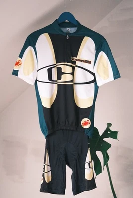 Conjunto Jersey + Culotte con tirantes Castelli Vintage Para Hombre Negro y Verde Talla M Hecho en Italia Foto 1 de 4