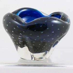 Whitefriars (1956/68) - kobaltblau - Glas Molar/lappig/blasen Schale - 9409 Design - Bild 1 von 7