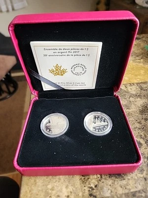2017 Canada $1 Fine Silver 2 Coin Set - 30th Anniversary of The Loonie - Image 1 of 4