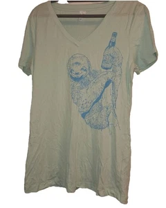 Faultier Bier Shirt Damen XL mintgrün V-Ausschnitt Grafik T-Shirt lustig süß Next Level - Bild 1 von 6