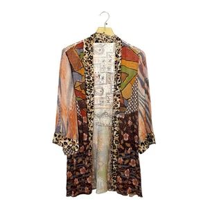 John Mark Mixed Media Cardigan vorne offen bestickt hinten Gr. M halbtransparent - Bild 1 von 5