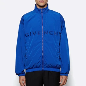 GIVENCHY Garment-Dyed Track Jacket 4G Logo Light Packable Bomber Ocean Blue 48-M - Picture 1 of 17