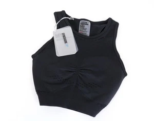 GYMSHARK XS Flawless Knit Black Gym Sports Bra Women's Stretch Activewear - Picture 1 of 5