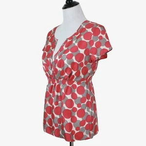 Boden US 4 100% Silk Blouse Polka Dot Print Orange Gray WA270 - Picture 1 of 8