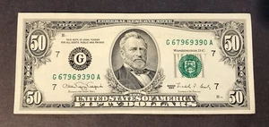 1990 Series (G) - Chicago $50 Fifty Dollar Bill Federal Reserve Note Crisp - Picture 1 of 2