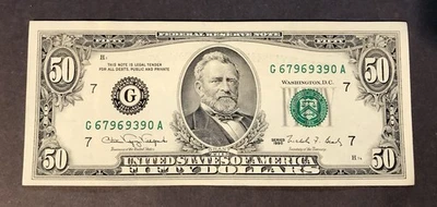 1990 Series (G) - Chicago $50 Fifty Dollar Bill Federal Reserve Note Crisp - Image 1 of 2