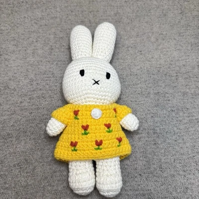 Just Dutch Miffy Hand Crochet Plushie 9” Yellow Dress Collectible Bunny Rare - Image 1 of 4