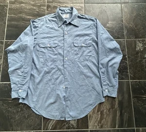 VTG 70s Big Mac JCPenney Blue Mechanics Button Up Workwear Shirt Size Large - Picture 1 of 6