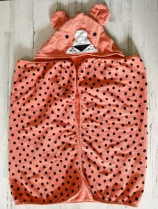 Pillowfort Cheetah Kids' Hooded Towel Orange & Black Polka Dot Cotton Very Good - Picture 1 of 5