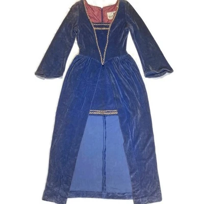 Vtg 60s Renaissance Medieval Costume Gothic Juliet Maxi Dress Velvet Bell Sleeve - Image 1 of 4