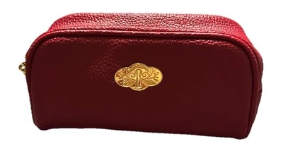 Bolso de Cosméticos Bare Minerals Rojo Dorado Cerradura y Llave Imitación Cuero Cremallera Foto 1 de 4