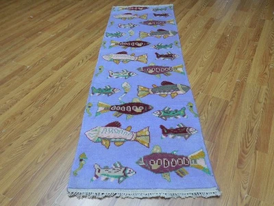 Modernd  Fish Sea Animal Designd Rug Turkish Fine Quality 2.6x10 Ft - Image 1 of 4