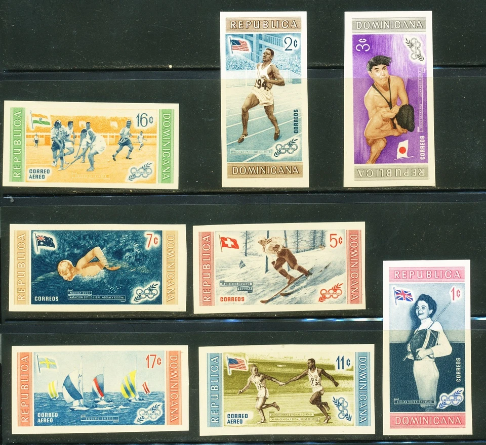 Dominican Republic stamps Sc# 501-505, C106-C108 MNH set of 8 1958 Melbourne - Image 1 of 1