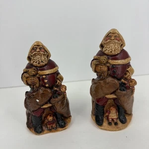 Vintage Santa Figurine (Set Of 2) Christmas Handmade Signed - Picture 1 of 17