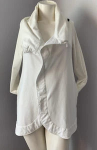 ZENsei Affirmations Wrap-Around Sweater w Pockets White Women's Size L - Picture 1 of 12