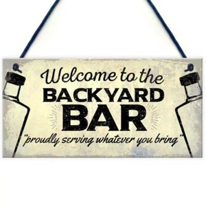 1PC Welcome Backyard Bar Wooden Hanging Plaque  - Picture 1 of 1