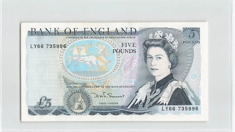 GREAT BRITAIN 5 Pounds 1980-87 ENGLAND, P-378c B343 Somerset, LY66, EF Grade C6 Cover